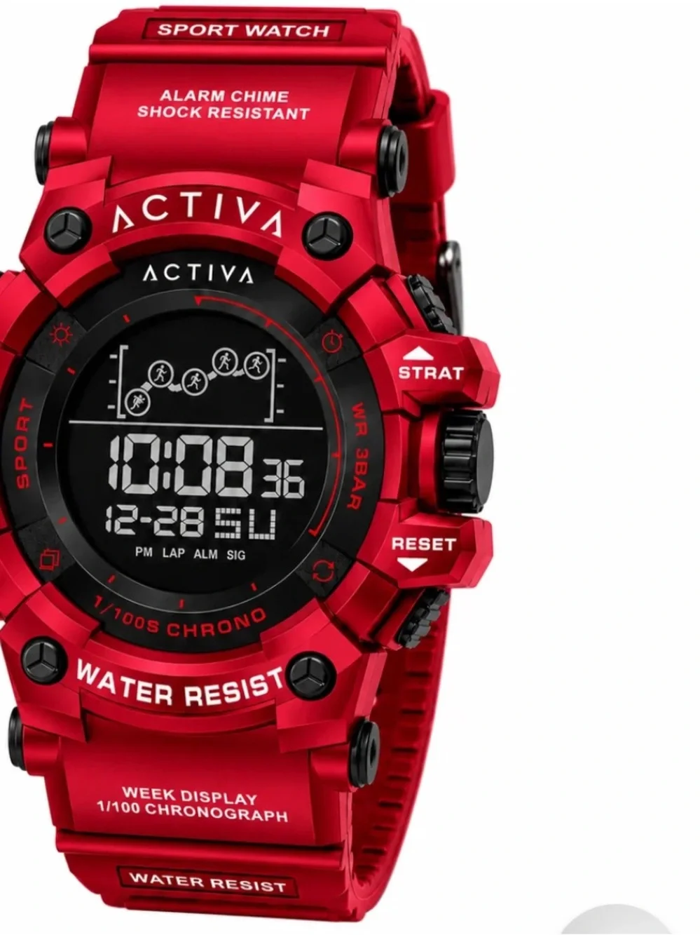 Activa Digital Essentials Unisex 50mm Red & Black Digital Watch NWT